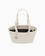 Bolso shopping logotipo en relieve y colgante metálico marfíl